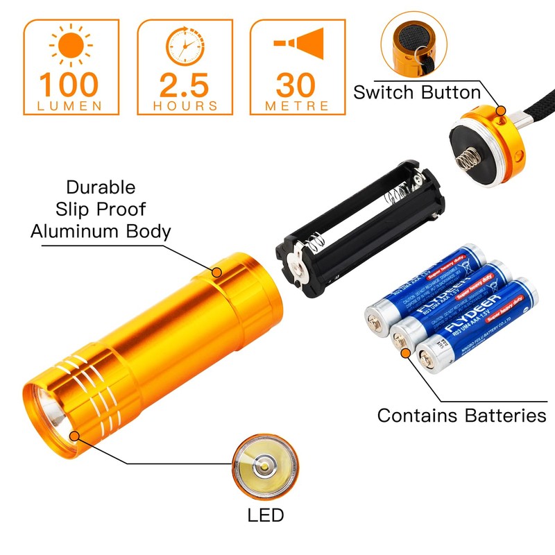 KunHe 6 Pack Stocking Stuffers Small Mini LED Flashlight Christmas