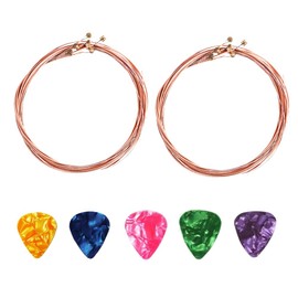 LJFEA Acoustic Guitar Strings, Premium Steel Red Brass Acoustic Guitar Strings, (6 String Set) 2 Sets + 5 Picks