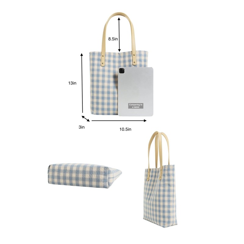 Jeelow Plaid Canvas Shoulder Bag for Women with Snap Closure,