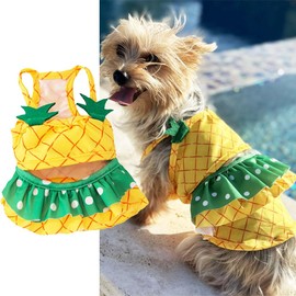 Funny Dog Swimwear Bikini Summer Dog Clothes Beach Swimsuit Puppy Bathing Suit Puppy Vest Cooling Pet Shirt for Small Dogs, Cat Apparel (XX-Large, Yellow Pineapple)