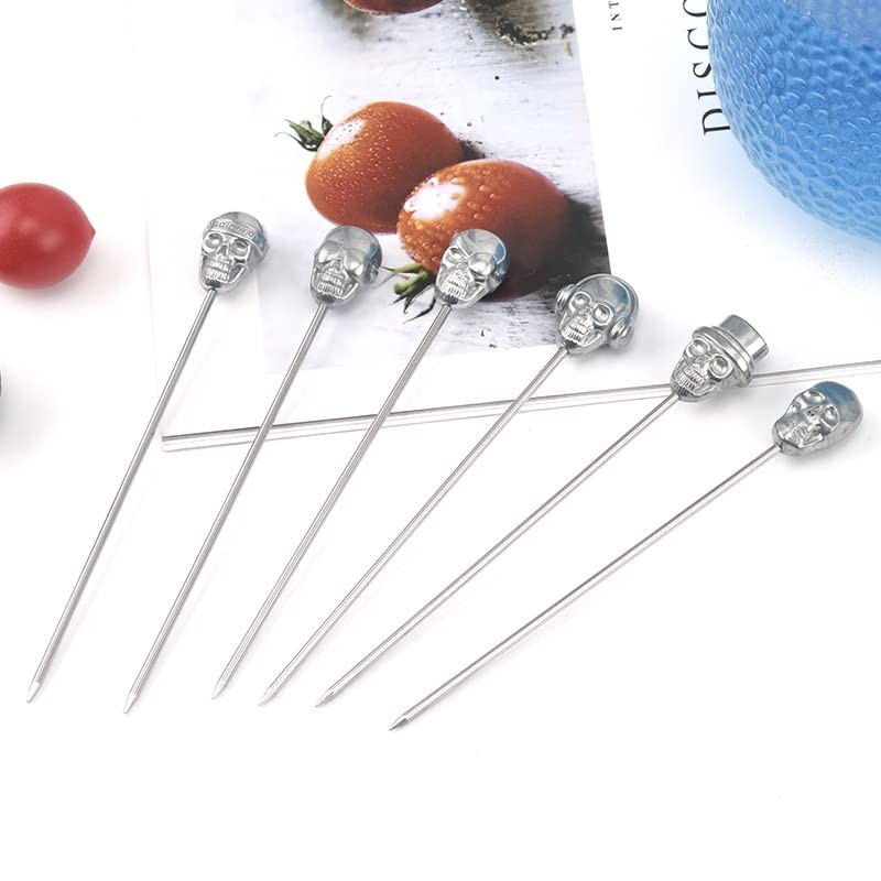 BSTMOME 6 Pack Skull Cocktail Picks Martini Picks Reusable Olive