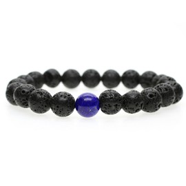 COAI Men's Lava Stone and Gemstone Bracelet, Length: