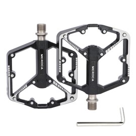 Yongness 3 Bearing Bicycle Pedal, Lightweight Non-Slip Aluminium Bicycle Pedal, 9/16 Inch, Universal Fit for Road Bikes, Mountain Bikes, Durable and Quiet (Black-1