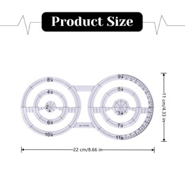 YiXjiuBP 2 PCS Circle Ruler Professional Double-Circle Sewing Templates Circle Acrylic Quilting Template Circle Template Sewing Rulers for Cutting Fabric Measurements Sewing