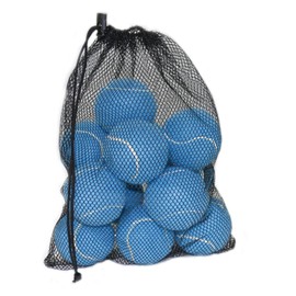 URBEST Tennis Balls, 12 Packs Training Tennis Balls Practice Balls for Novice Player, Pet Dog Playing Balls with Mesh Carry Bag (Blue)