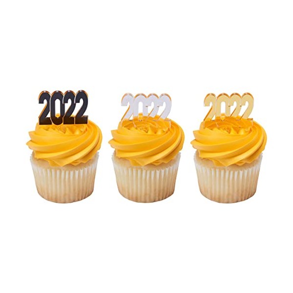 24 2022 - Decoración para cupcakes de graduación de Año Nuevo