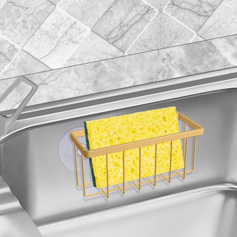 SHFKS Sponge Holder for Kitchen Sink,Gold Sponge Holder,Kitchen Sink Caddy
