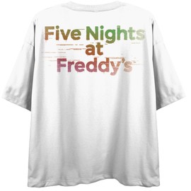 Five Nights at Freddy's Let's Party Group Shot Crew Neck Short Sleeve Women's White Crop Top-Medium