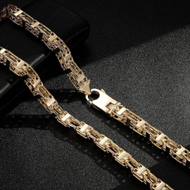 THE BLING KING Heavy 10mm 18k Gold Plated Cage Chain Unmatched Luxury, Enhanced Strength, and Dazzling Detailing Heavyweight Design with Robust Clasp (Dimensions: 10mm x 36 inches, Weighs 180g)