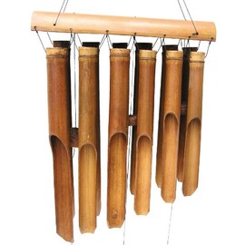 Cohasset Gifts 135 Cohasset Plain Antique Double Bamboo Wind Chime, Natural Wood Finish