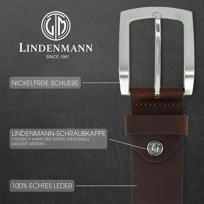 LINDENMANN Leather Belt Men/Men's Belt, Full Cowhide Leather Belt, XXL,