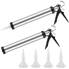 Lasnten 2 Pack Sausage Caulk Gun 20 oz Aluminum Sausage Caulking Gun Cordless Caulk Gun with 4 Cone Nozzles, 18: 1 Thrust, Aluminum Sealant Hand Caulk Gun Kit for Contractors