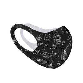 Komonee Face Mask Washable Reusable Black Paisley Dustproof Cloth Mouth Cover Covering For Men Women Outdoors Indoors Cycling Ski Protection (Pack of 3)