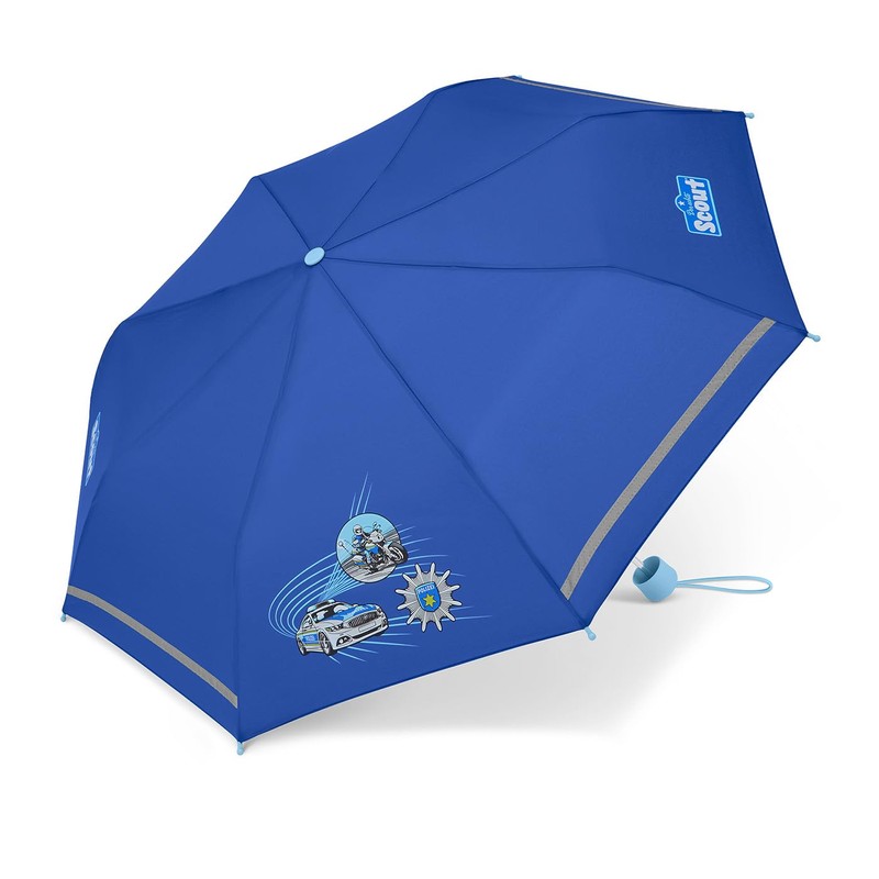 Scout Children's Pocket Umbrella with Reflective Stripe Blue Police