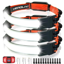 PSDRIQQ Headlamp Rechargeable, 3 Pack Bright LED Headlamps Wide Beam Head Lamp Headlight Flashlight with Red Tail Light 1200lm Lightweight Adjustable Waterproof for Biking Running Fishing Camping
