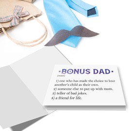 Nchigedy Bonus Dad Definition Card, Bonus Dad Birthday Card from Stepdaughter Stepson Kids, Sweet Fathers Day Cards for Stepdad