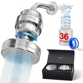 HISBO Luxury High Output Filtered Shower Head Set - 36 Stage Advanced Shower Filter & 3 Stage Water Filter Shower Head for Hard Water, Removes Chlorine, Fluoride, Metals, Vitamin C E A Infusion