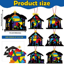 Noveread 30 Sets Nativity Silhouette Christmas Crafts for Kids DIY Christian Religious Nativity Scene Christmas Tree Ornaments Jesus Sunday School Craft for Kids Xmas Classroom DIY Activities