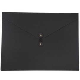 JAM PAPER Kraft Portfolio with Button and String Closure - Jumbo - 12 1/2 x 16 1/2 x 1/2 - Black Recycled - Sold Individually