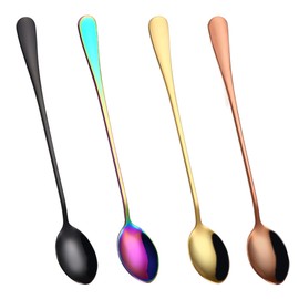 4PCS Set Long Handled Spoon, Ice Cream Spoons, Stainless Steel Material Long Teaspoons, Suitable for Coffee, Hot Drinks, Desserts, Ice Cream, etc