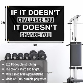 Motivational 3x5 Ft Gym Inspirational Flag for Home Gym Wall Decor and College Dorm Room Office