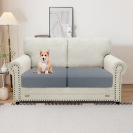 YSTELLAA Stretch Seat Cushion Cover, Sofa Seat Cushion Cover, Non-Slip, Elastic Sofa Seat Cushion Covers, Universal Seat Cushion Cover, Living Room, Sofa Protector, 1 Seater - 2 Pieces, Light Grey