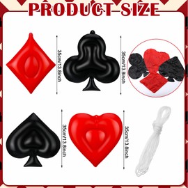 Syhood 12Pcs Casino Party Inflatables Decorations 13.8'' Large Red Black Poker Blow up Hanging Ornament Casino Night Giant Inflatables Las Vegas Themed Party Supplies Birthday Wedding Graduation Decor