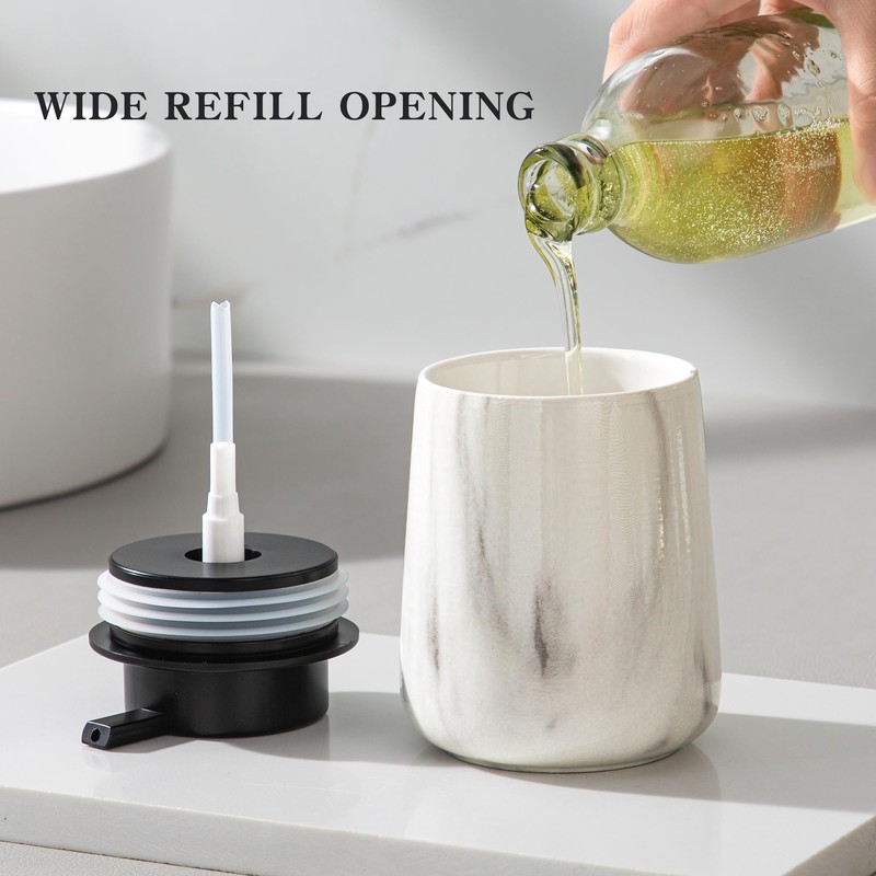 Enra Ceramic Soap Dispenser,12 oz Marble Lotion Dispenser Bathroom Liquid