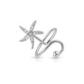 Bungsa Nail Ring Crystal Zirconia Stone with Star Starfish Nail Ring Toe Ring (Toe Ring, Foot Jewellery, Toe Ring, Nail Ring, Centre Ring, Nail Ring, Bendable, Adjustable), Brass, Cubic Zirconia