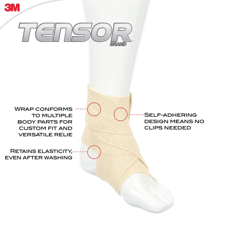Tensor Elastic Bandage Wrap, 3-Inch, Beige