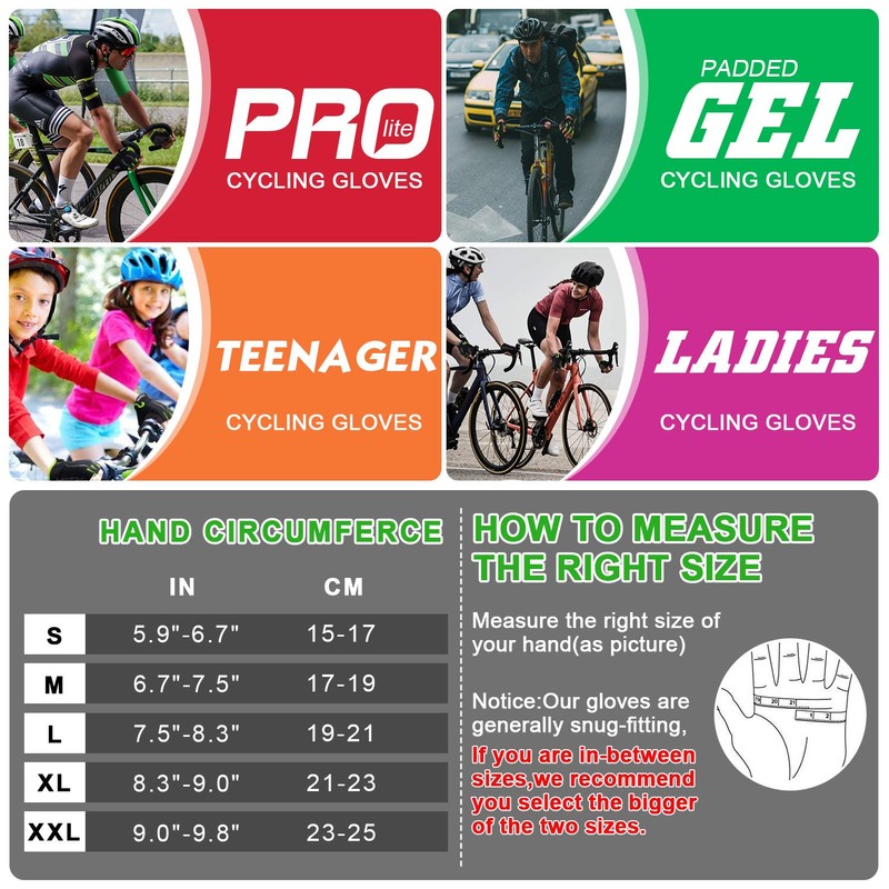 Grebarley Cycling Gloves, Non-Slip and Shock-Absorbing Mountain Bike Gloves, Suitable