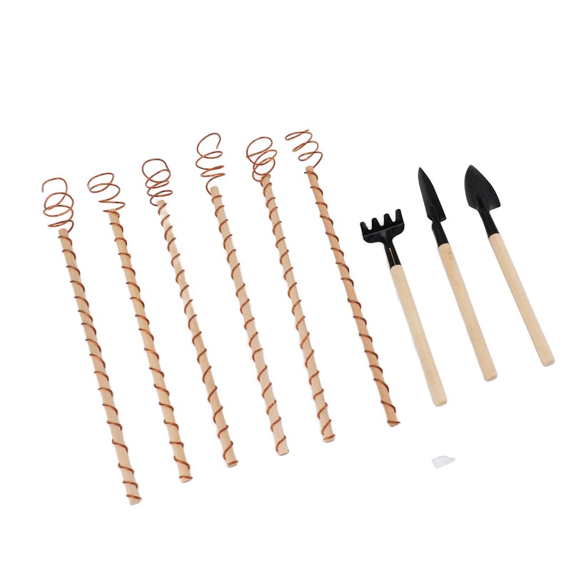 6PCS Electroculture Plant Stakes 10 Inch Natural Wood Stake Wrapped