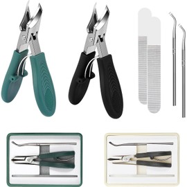 Cortaúñas Biselado, 2 PCS Manicura de pico de águila Nail Clippers, Afiladas y Cortaúñas Robustas, Con limas y Herramientas de Corte de uñas, Manicura Ergonómica con Contenedor de Recogida