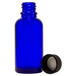 30 ml (1 fl oz) Cobalt Blue Glass Bottle with Black Cap (6 Pack)