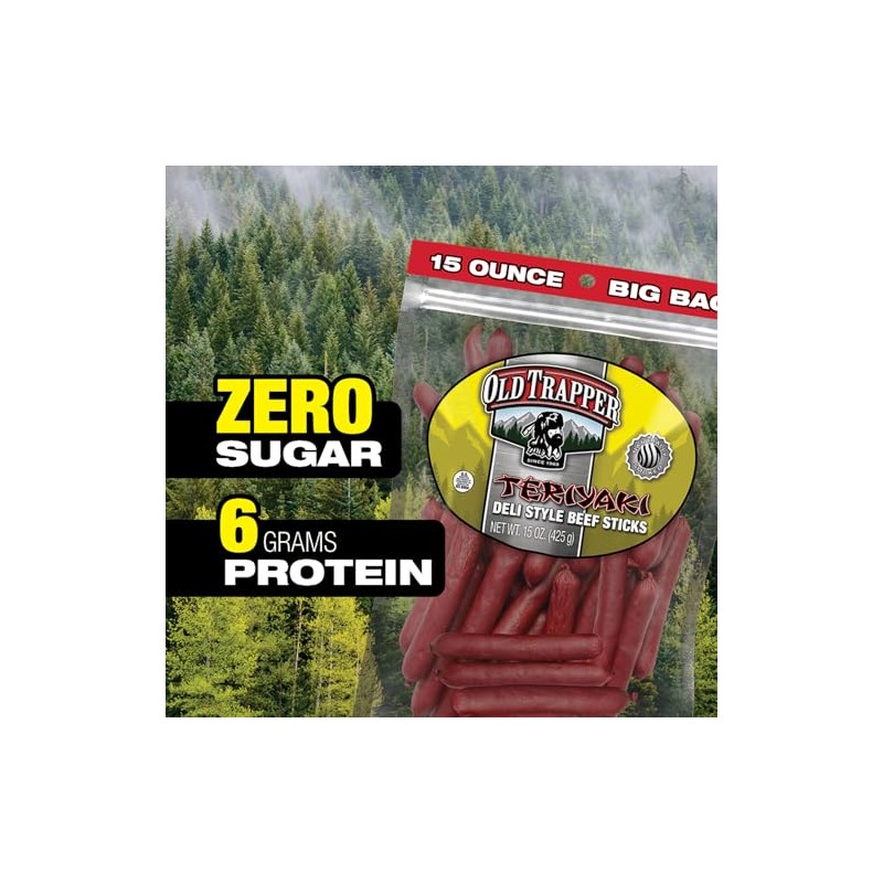 Old Trapper Deli-Style Beef Sticks, Teriyaki Flavor, 15-Ounce Package, Great