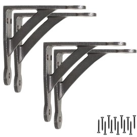 EDUWURXS Industrial Cast Iron Penny Gallow Shelving Brackets Pack of 4 4x4 Heavy Duty Wall Brackets for Shelves, Kitchen Shelves, Living Room, Additional