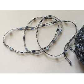 Neptune Glitz Ladder Ribbon Yarn Dark Horse Beautiful #B108 Blues Silver + Metallic Ladder