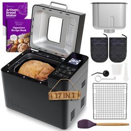Deluxie 2LB Sourdough Bread Maker Machine for Home Bakery - 17 Program Gluten Free Bread Machine Maker with 15H Timer, 3 Loaf/Crust Sizes, Nut Dispenser - Aluminum Breadmaker Machines w/Recipe Book