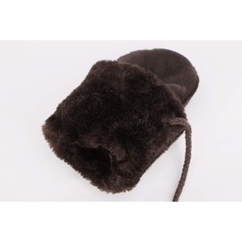 IPENNY Unisex Sheepskin Mittens with Super Warm Soft Fluffy Lining Plush Thermal Winter Gloves Windproof Cycling Fur Gloves Outdoor Sports Mittens Hand Warmer