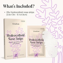 LivaClean 20ct Pore Strips for Nose – Nose Pore Strips & Hydrocolloid Nose Patches for Pores, Pimples & Oil – Nose Acne Strips for Clearer Skin