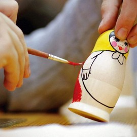 BestPysanky Set of 5 Unfinished Wooden Nesting Dolls DIY Craft Blanks for Painting 5.75 Inches