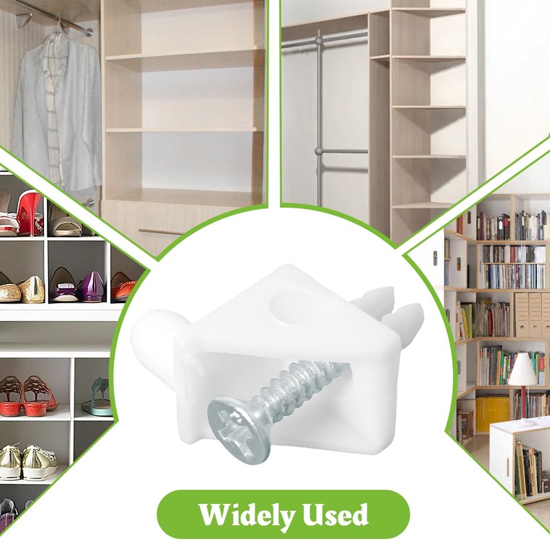 SuperDi White Shelf Support Pins Brackets with Self-Tapping Screws, 90°