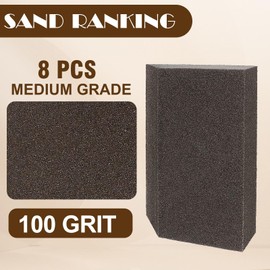 100 Grit Angled Sanding Blocks, Jamiikury Medium Sponge Sand Block Washable and Reusable, Wet & Dry Sandpaper Block for Wood Metal Drywall and Furniture Paint - Pack of 8