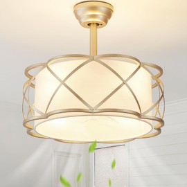 DSYBRI Gold Fandelier Ceiling Fans with Lights, 20" Mid Century Boho Chandelier Ceiling Fan Remote Control with 6 Speeds for Bedroom, Nursery, Living Room