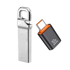 Memoria USB 2TB con Adaptador Tipo C, USB 3.0, Alta Velocidad, Diseño Metálico, Compatible con Múltiples Dispositivos, (Plata)