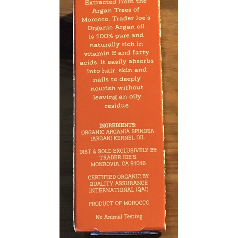 TRADER JOE'S Argan Oil Certified Organic Lightweight Skin Moisturizer Morocco