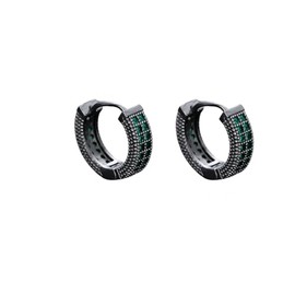 Small Black Hoop Huggie Earrings for Men Dainty Cubic Zirconia Cartilage Earring Trendy Hypoallergenic Jewelry-Green