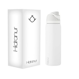 Hidranur Termo Botella de Agua 32 Oz (946 ml), Termo para Café 24 Horas de Agua Caliente y Fria, Cafe, Tapa Hermética Antifugas, Botella de Viaje, Deportes, Café, Tazas para Cafe (Blanco)
