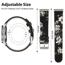 Amzpas Bracelet 20 mm for Garmin Venu Sq/Sq 2 Music Bracelet Women Men, Leather Sports Replacement Strap for Garmin Venu/2 Plus (Black Grey Flower)