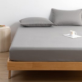 Good Nite Single Fitted Sheet 25CM Extra Deep Pocket Soft and Breathable Fitted Sheet (Grey, Single)